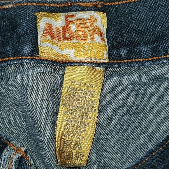 Platinum FUBU Fat Albert Denim Jeans Wide Leg Like Jnco Embroidered Pocket 34x34 - Picture 5 of 12